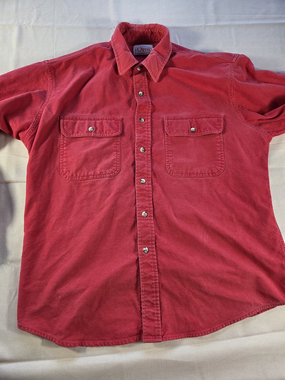 Vintage Orvis Red Heavy Cotton Chamois Shirt XL